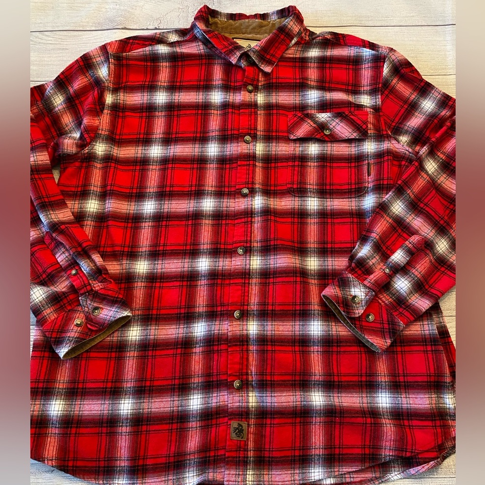 Red Plaid Cotton Flannel Shirt